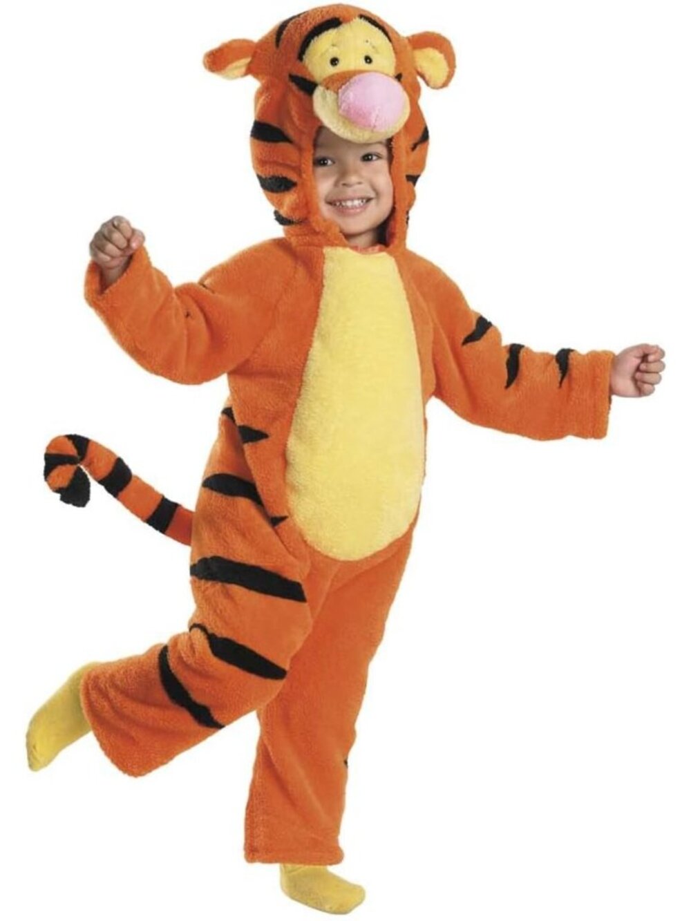 Deluxe Two-Sided Plush Tigger Costume Jumpsuit for Kids - Size Large (4-6)